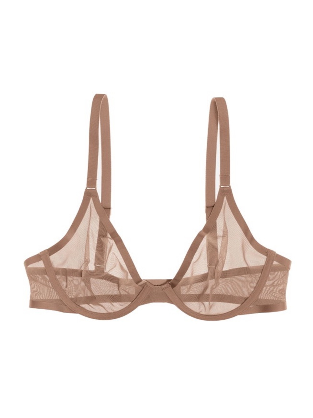 CUUP The Plunge Mesh Bra Taupe Beige Size 34D Sheer Minimalist Underwire Smooth